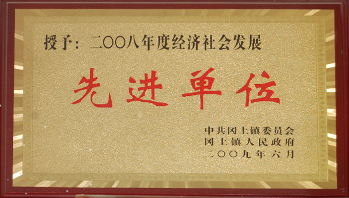 2008年(nian)度經濟社(she)會發展先(xiān)進單位